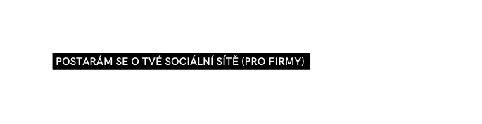 postarám se o tvé sociální sítě pro firmy